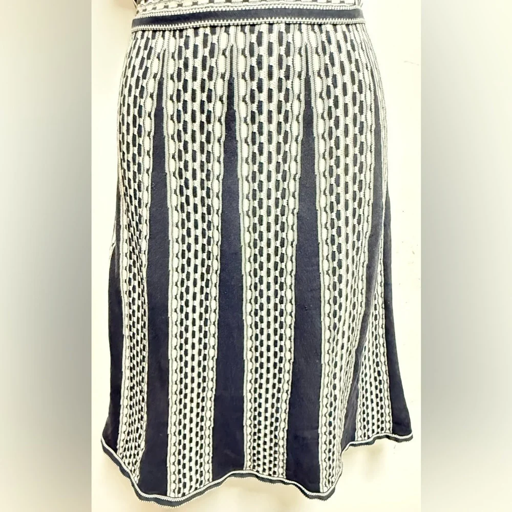 Tory Burch Black and White Geometric Midi Dress Size S